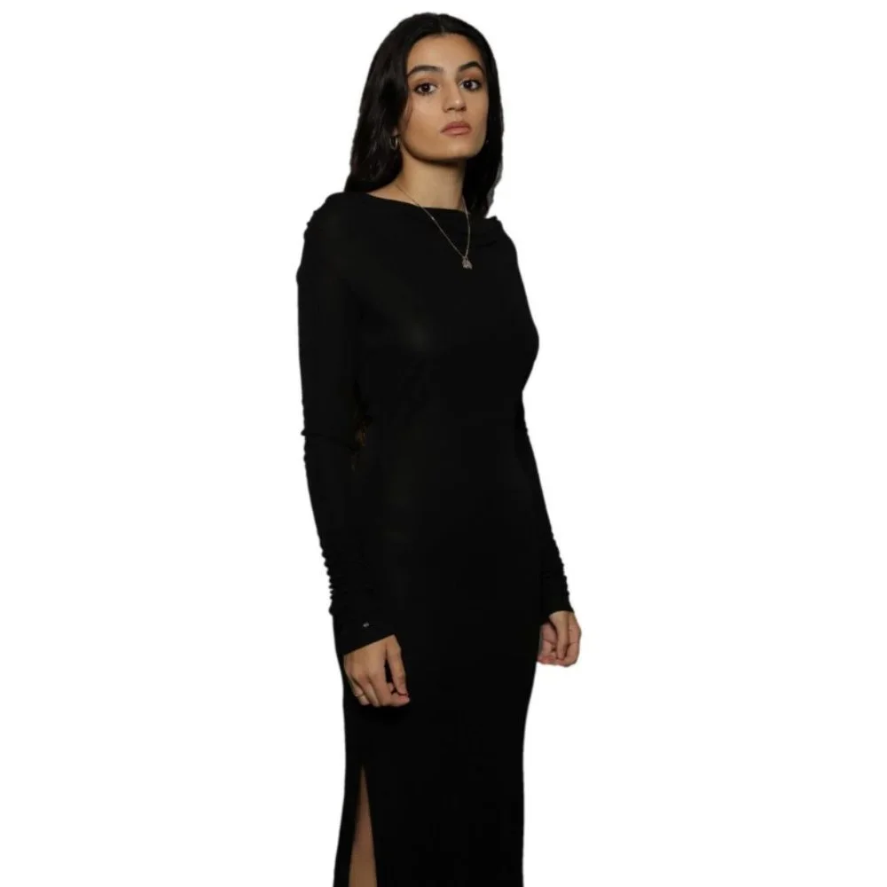 Versace Spring 2018 Ready to Wear Black Cowl Neck Dress with Head Scarf Sz 40 - Picture 5 of 5